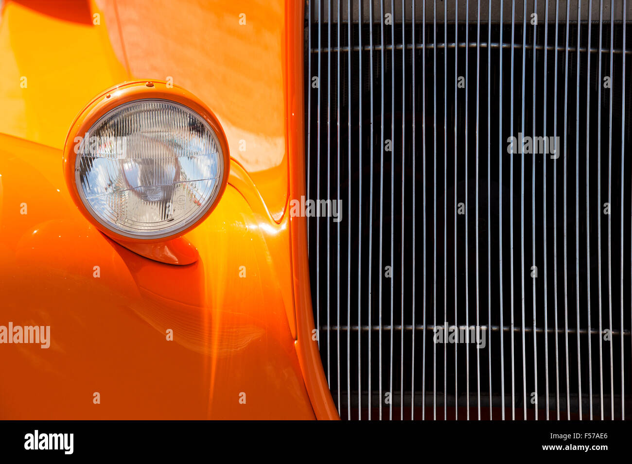 Arancione hotrod Ford auto personalizzata dettaglio Foto Stock