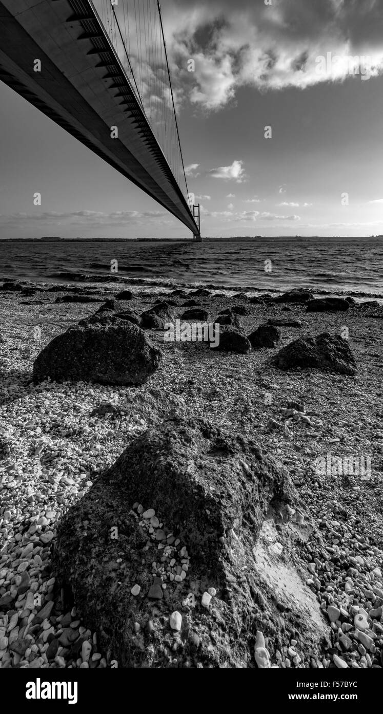 La sospensione Humber Bridge, Hull, Regno Unito. Foto Stock