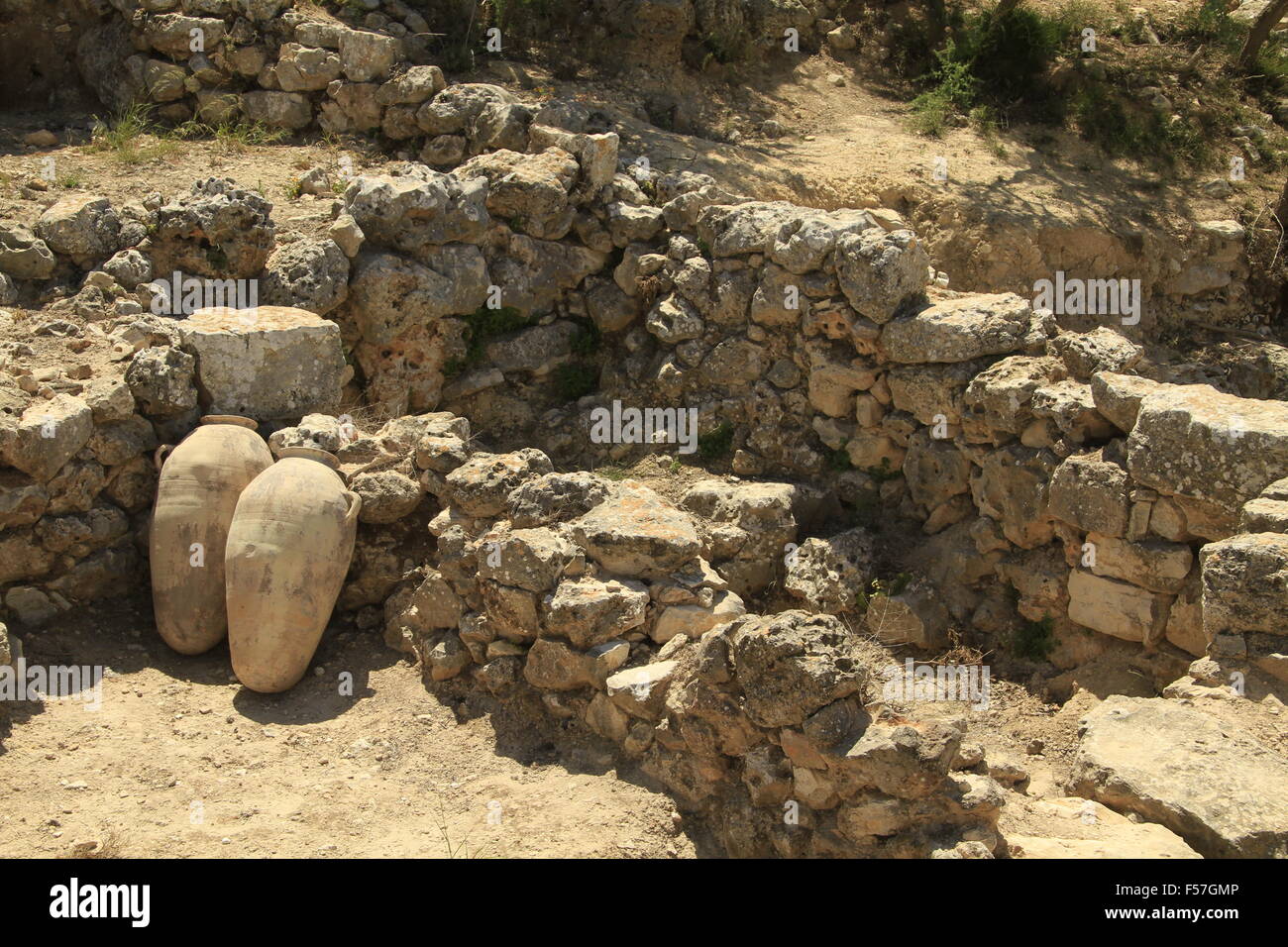 La Samaria, camere di stoccaggio dal periodo dei Giudici di Tel Shiloh Foto Stock