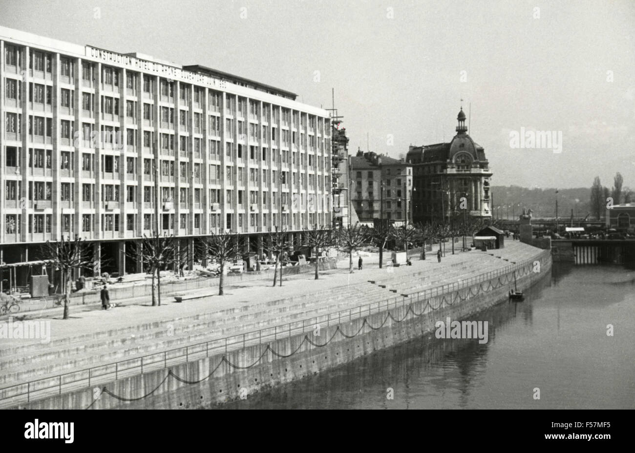 L'Hotel Du Rhone in costruzione, Ginevra, Svizzera Foto Stock