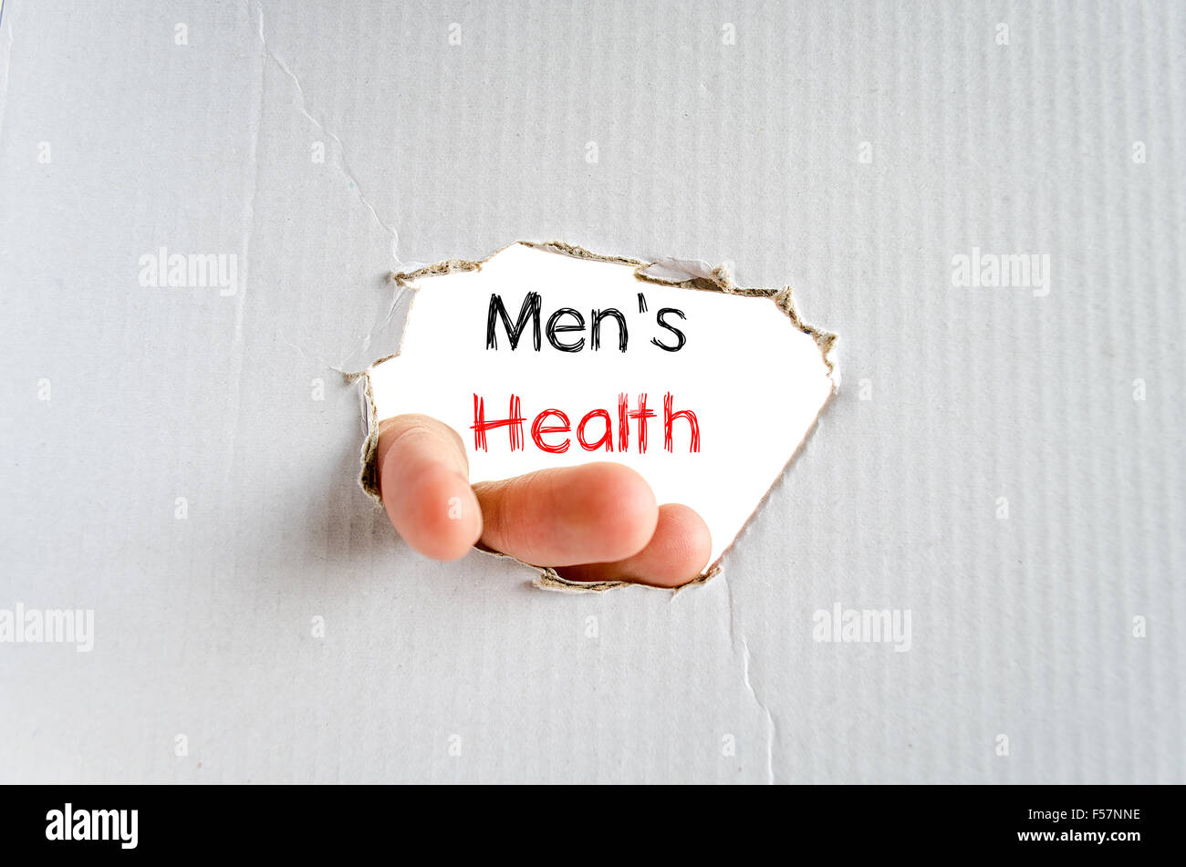 La salute degli uomini il concetto di testo isolate su sfondo bianco Foto Stock