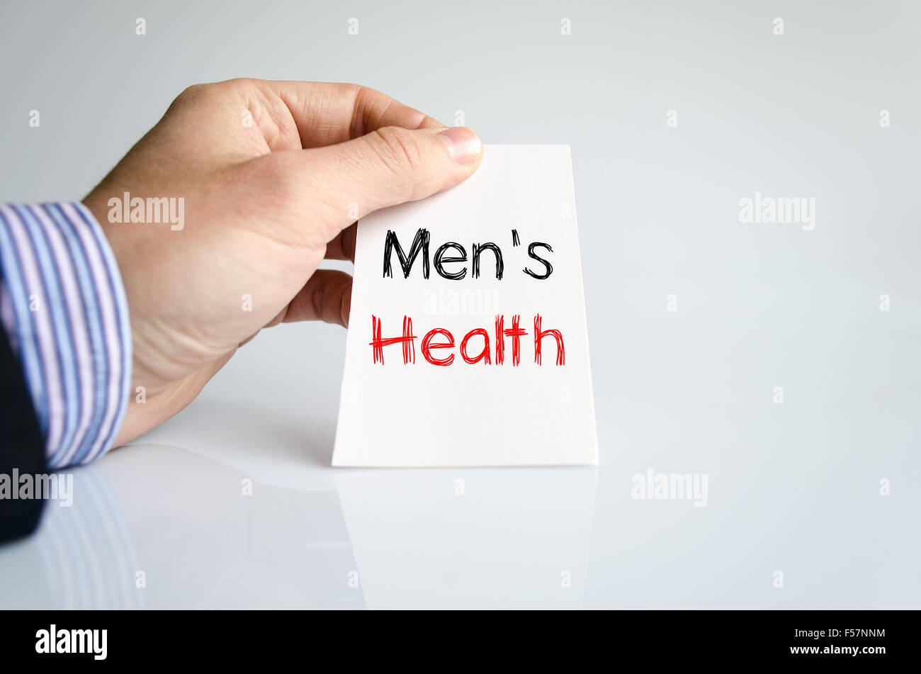 La salute degli uomini il concetto di testo isolate su sfondo bianco Foto Stock