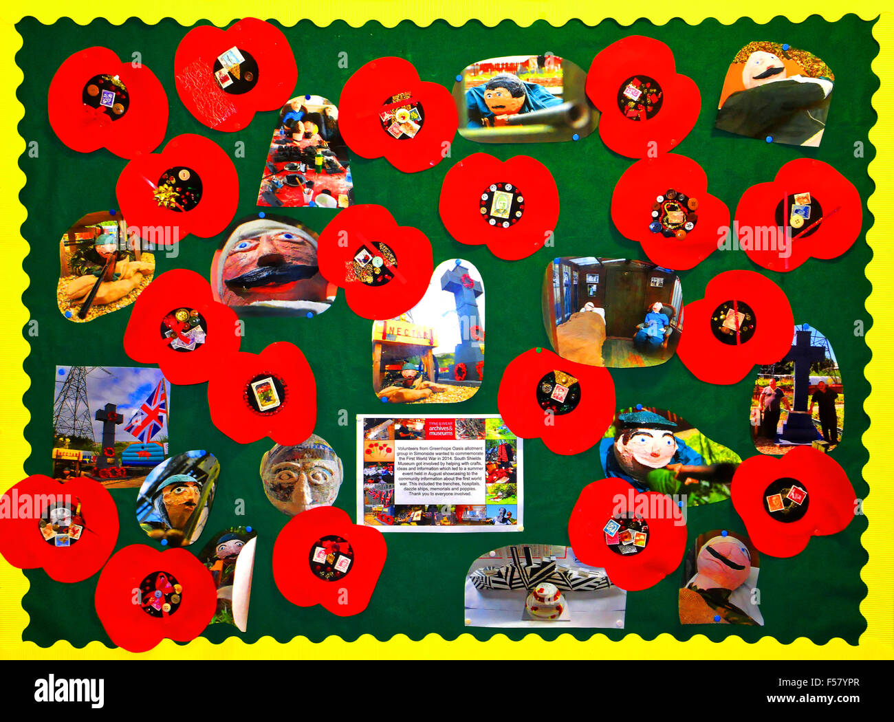 Ricordo di papavero display da bambini la i e la II guerra mondiale Foto Stock