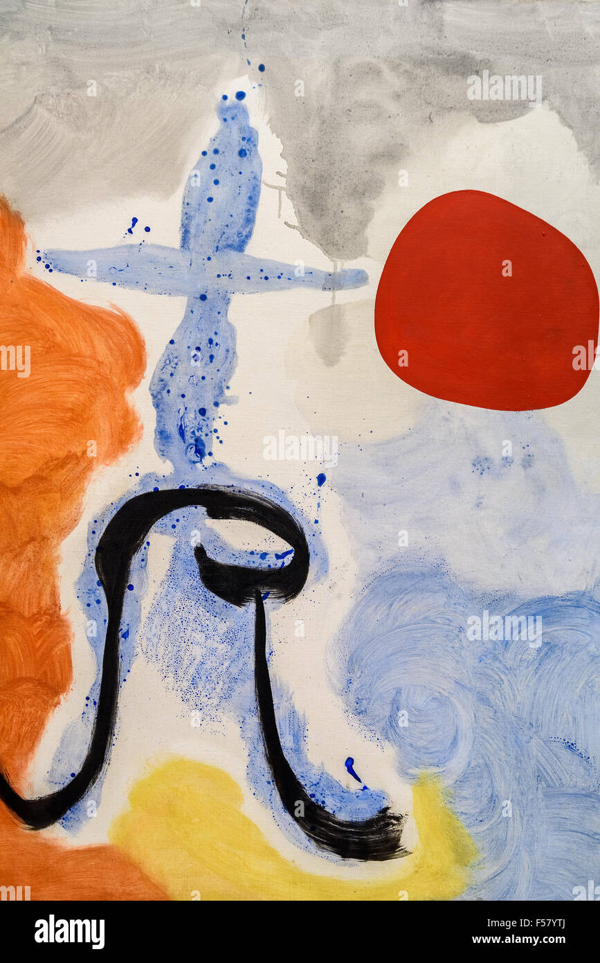 "Donna di fronte al sole di Joan Miro Foto Stock