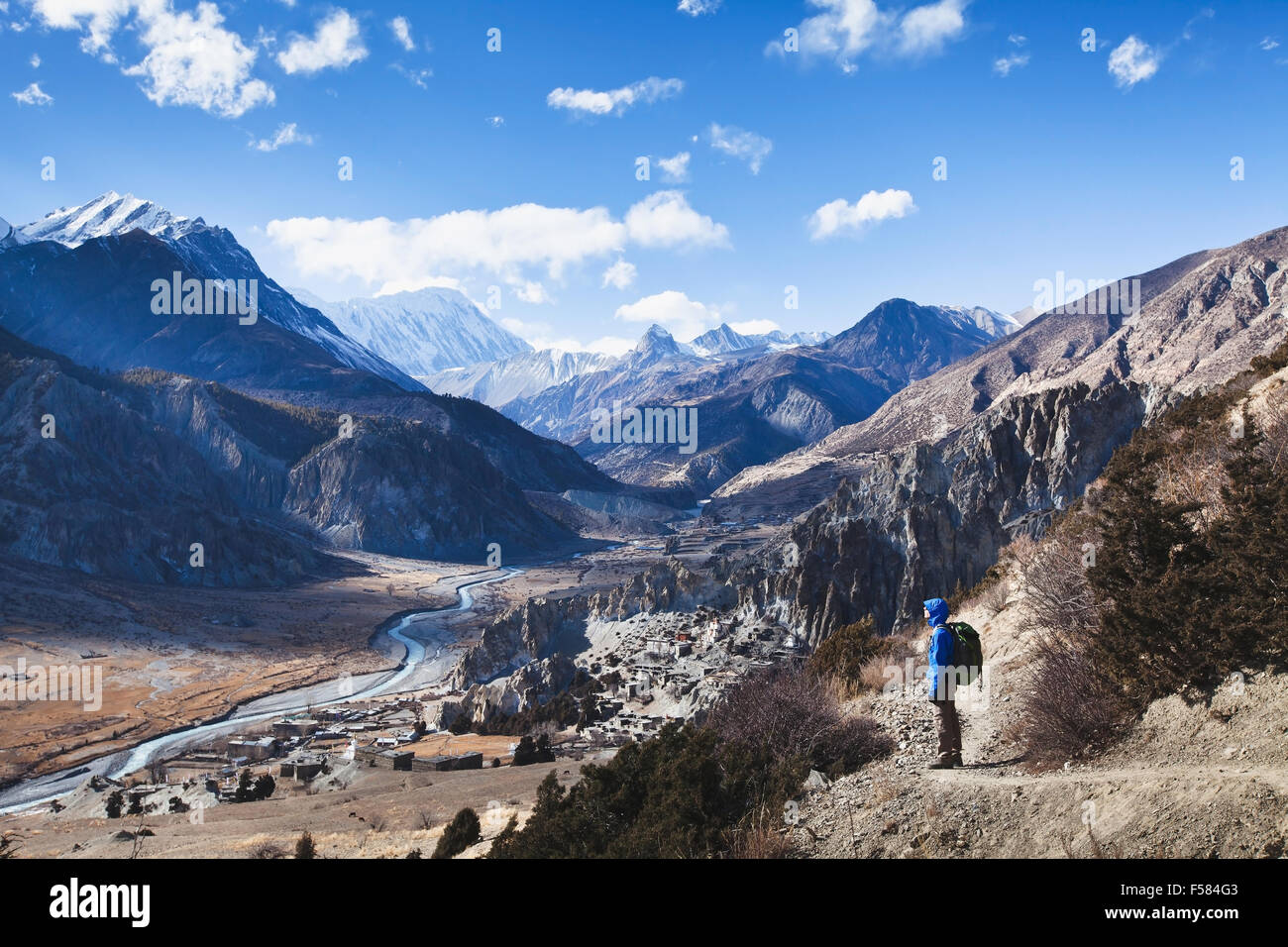 Trekking in Nepal, Annapurna vista del circuito Foto Stock