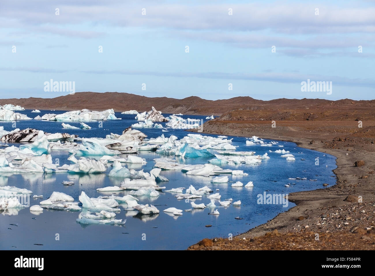 Lago glaciale, paesaggio surreale dall'Islanda Foto Stock