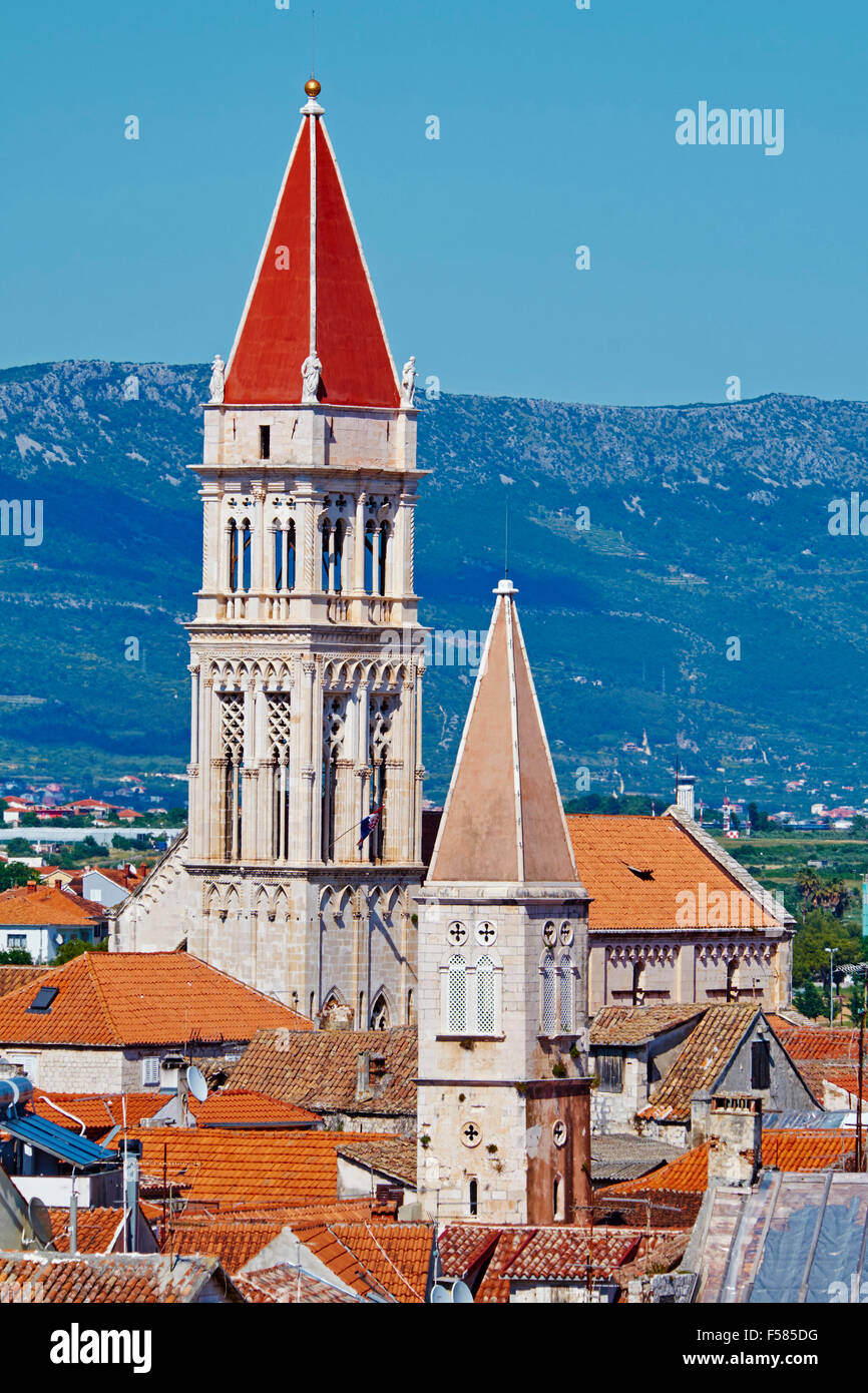 Croazia, Dalmazia, Trogir, sito Patrimonio Mondiale dell'Unesco, Saint Laurent cattedrale Foto Stock