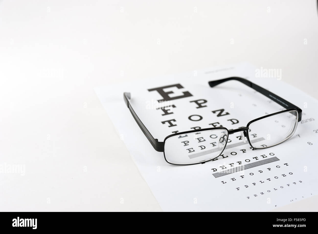 Occhiali sulla visita oculistica sfondo grafico close up Foto stock - Alamy