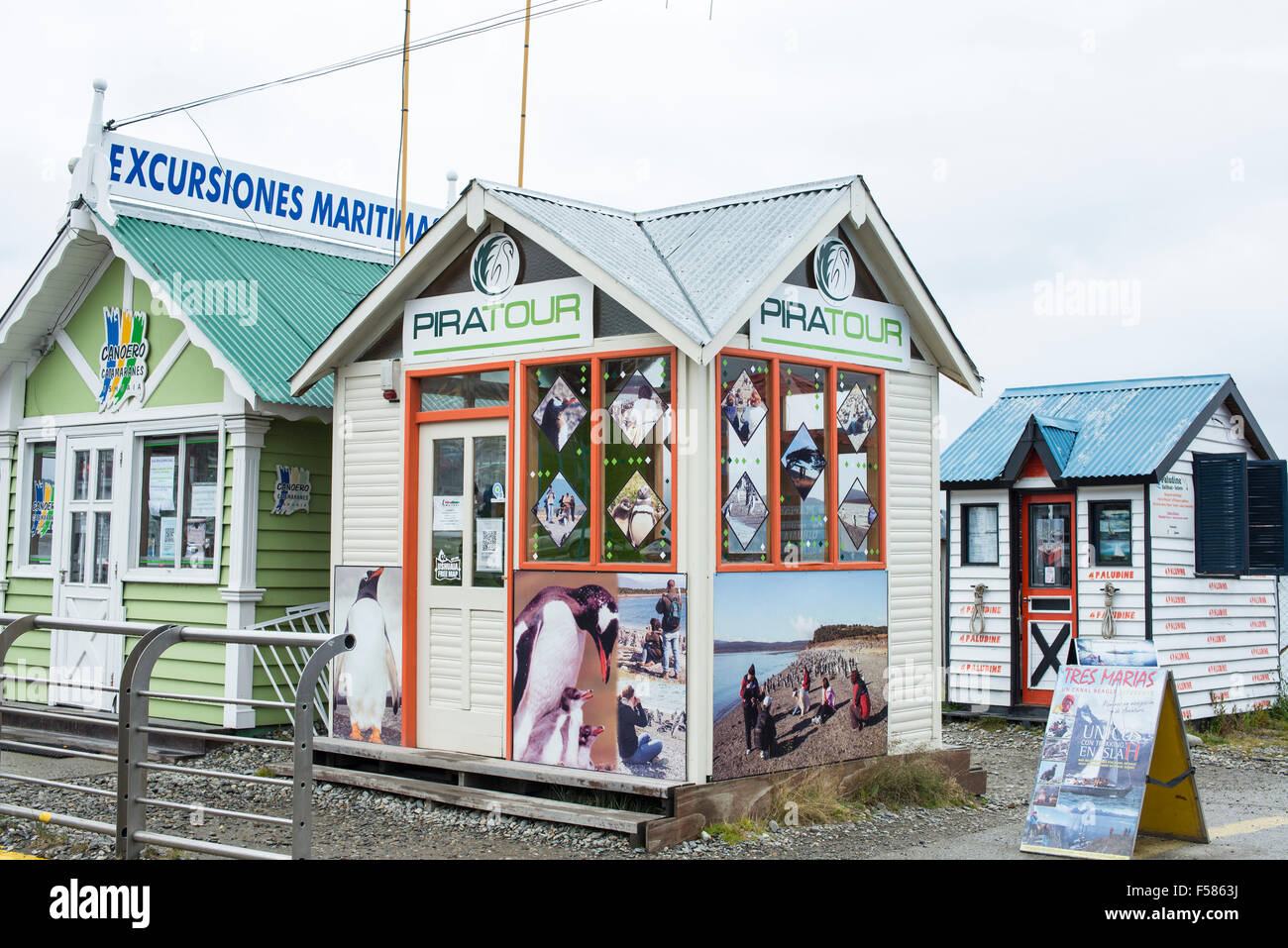 Tour operator' chioschi, Ushuaia Foto Stock