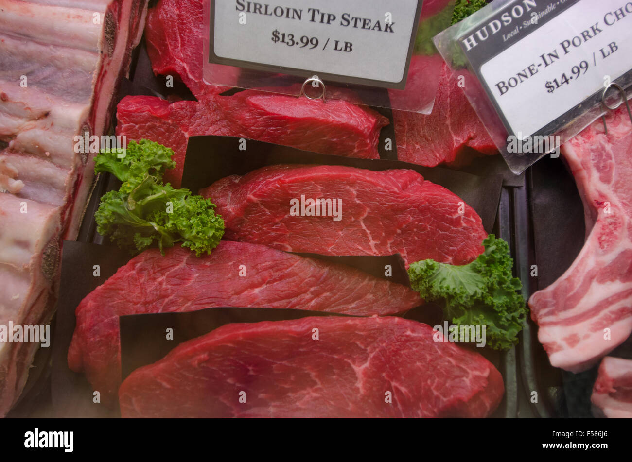 La carne rossa è stato diffamato in media la sua interpretazione di chi è relazione collegandolo al cancro. Foto Stock