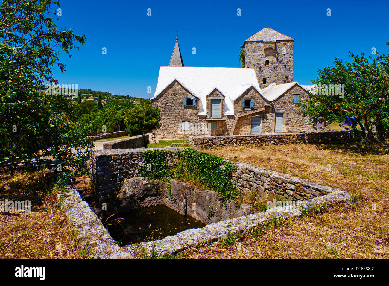 Croazia, Dalmazia, isola di Brac, Skrip e antico borgo Foto Stock