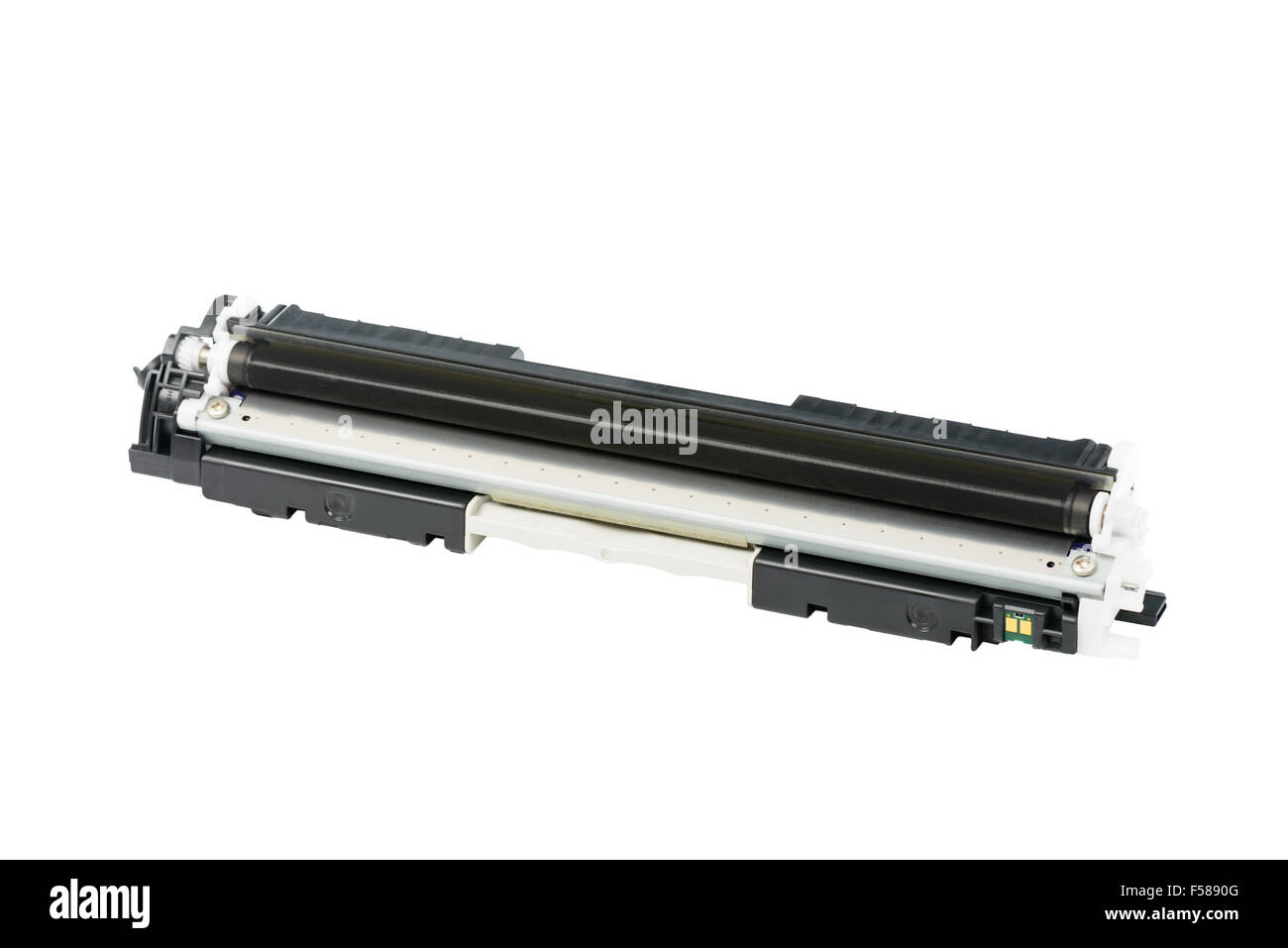 Nero per stampante laser a colori cartuccia toner, isolato su bianco Foto Stock