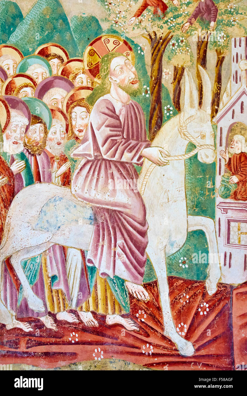 Croazia, costa adriatica, Istria, Beram, gli affreschi della chiesa di Santa Maria in ingresso di Gesù in Gerusalemme Foto Stock