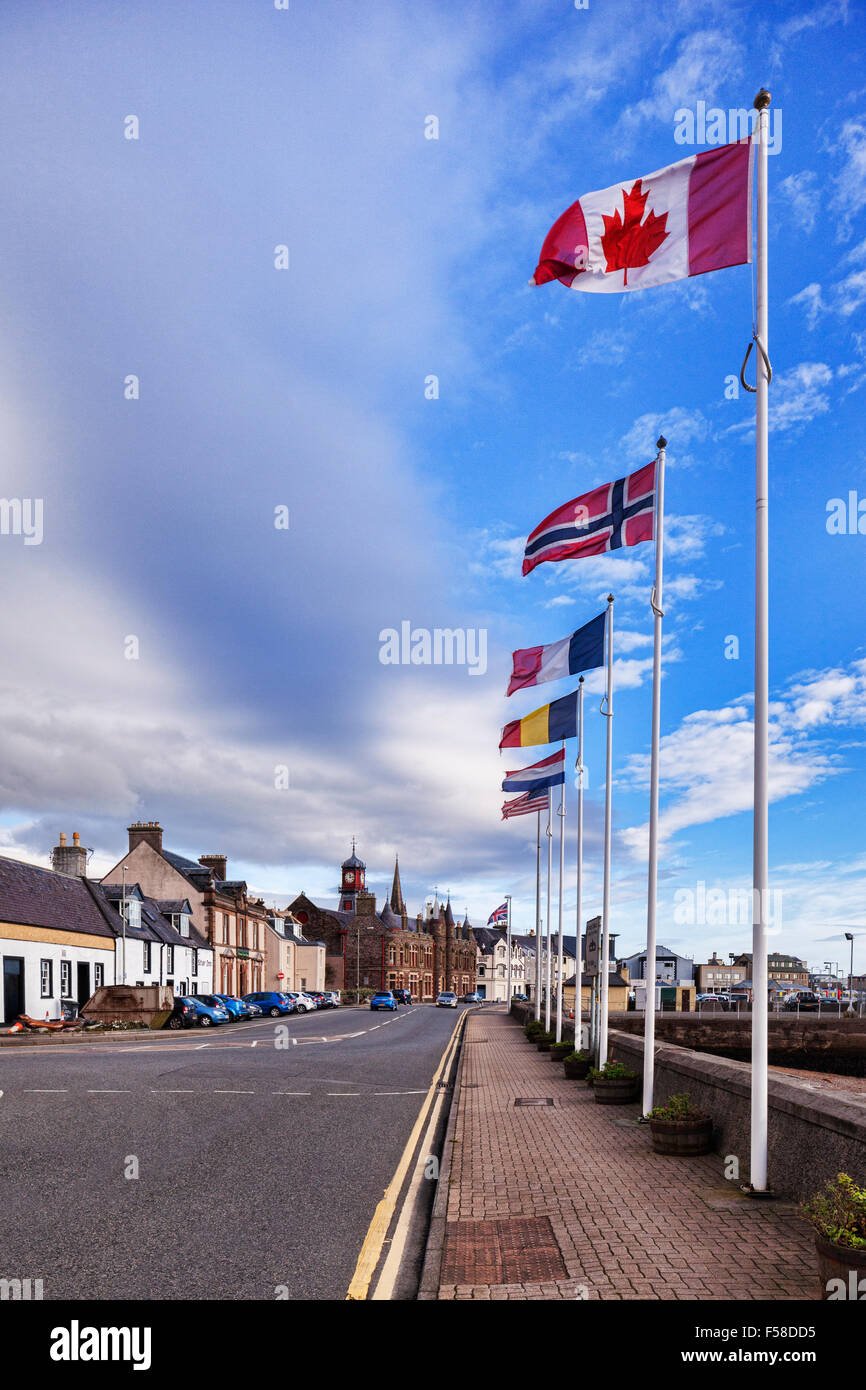 South Beach Street, Stornoway, con il vecchio edificio del Consiglio isola di Lewis, Ebridi Esterne, Scotland, Regno Unito Foto Stock