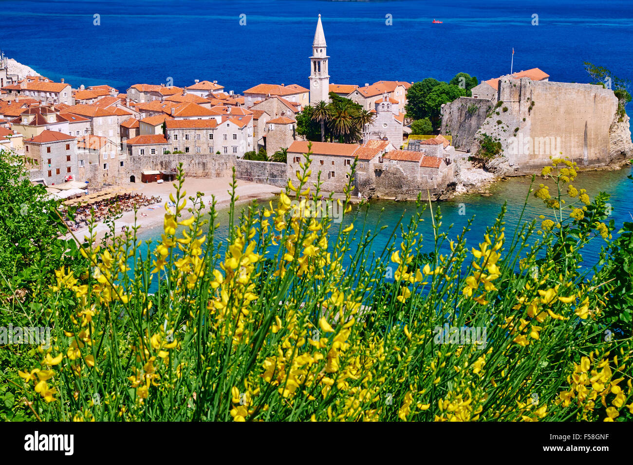 Montenegro, costa adriatica, la vecchia città di Budva, Stari Grad Foto Stock