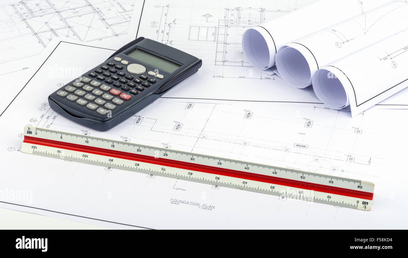 Calcolatrice per calcolare ingegneria strutturale. , Calcoli ingegneristici  Foto stock - Alamy