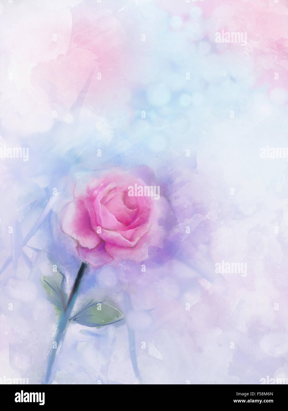 Fiori astratti pittura. Rosa rosa floreale in colori pastello con luce rosa e azzurro ,sfocata sullo sfondo di stile. Vintage in modo Foto Stock