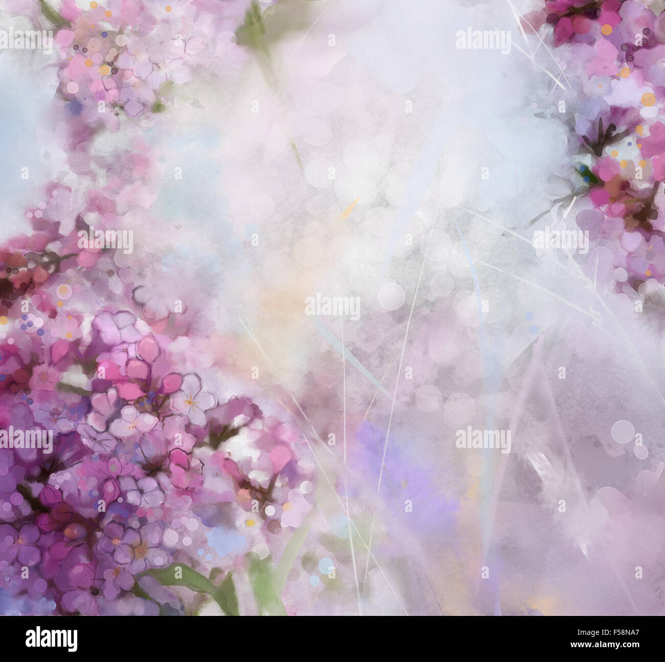 Abstract la pittura ad acquerello rosa albicocca albero in fiore morbido e colorato stile di sfocatura con bokeh,Molla stagionali floreali natur Foto Stock
