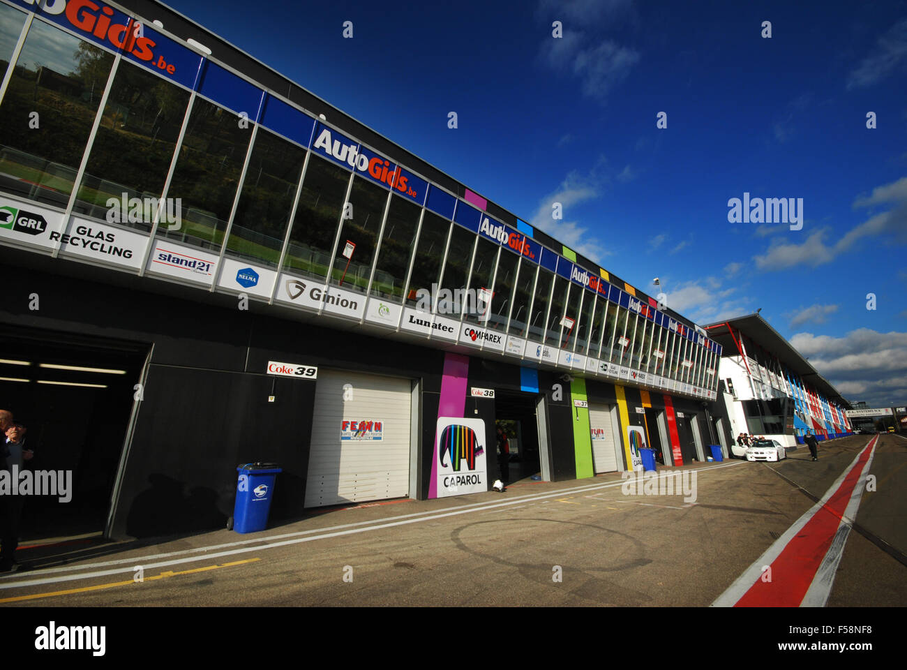 Paddock a Zolder Gara circuito, Belgio Foto Stock