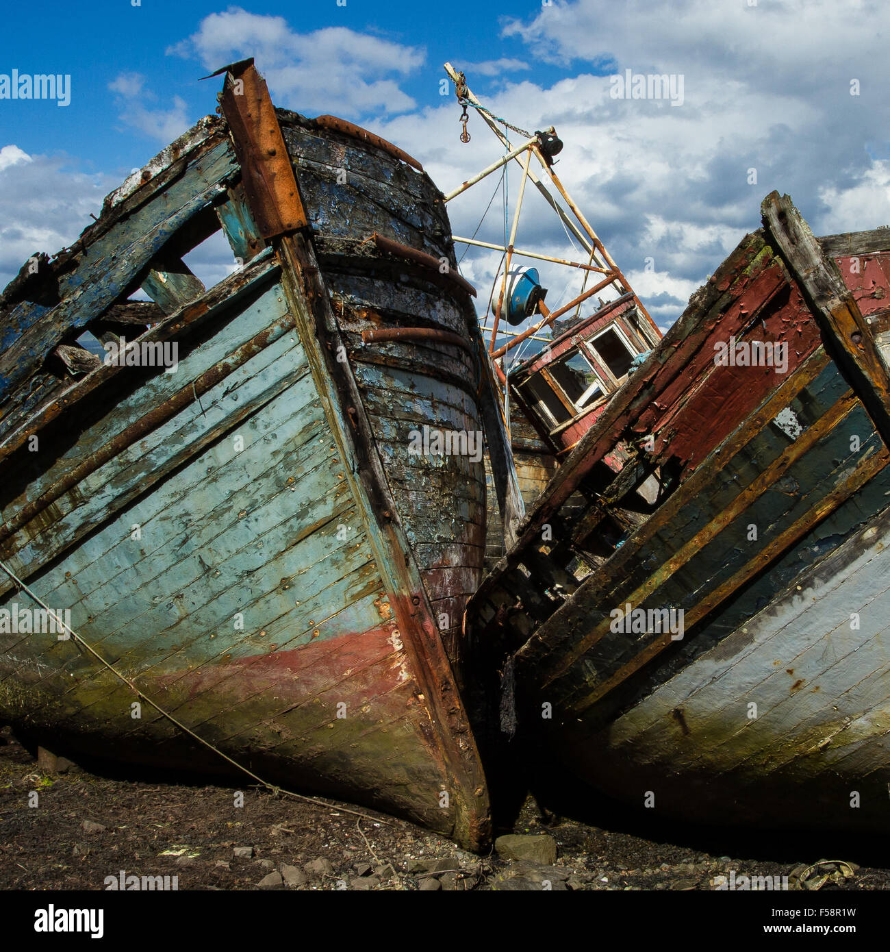 Vecchie Barche a Mull Foto Stock