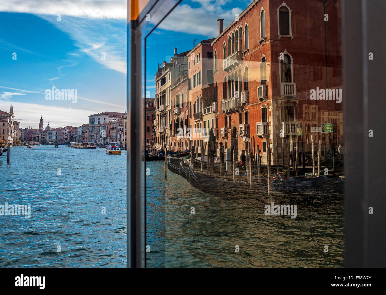Riflessioni del Grand Canal, Venezia, Italia. Foto Stock