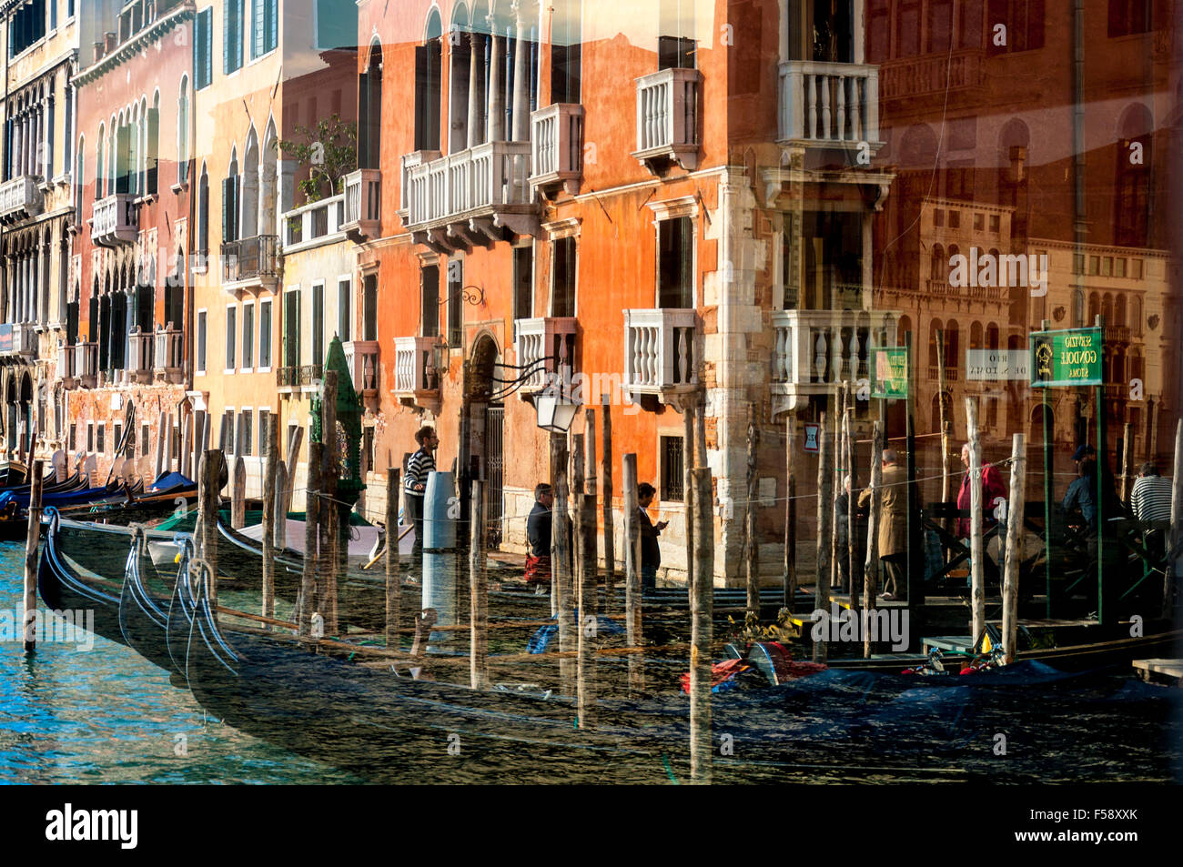 Riflessioni del Grand Canal, Venezia, Italia. Foto Stock