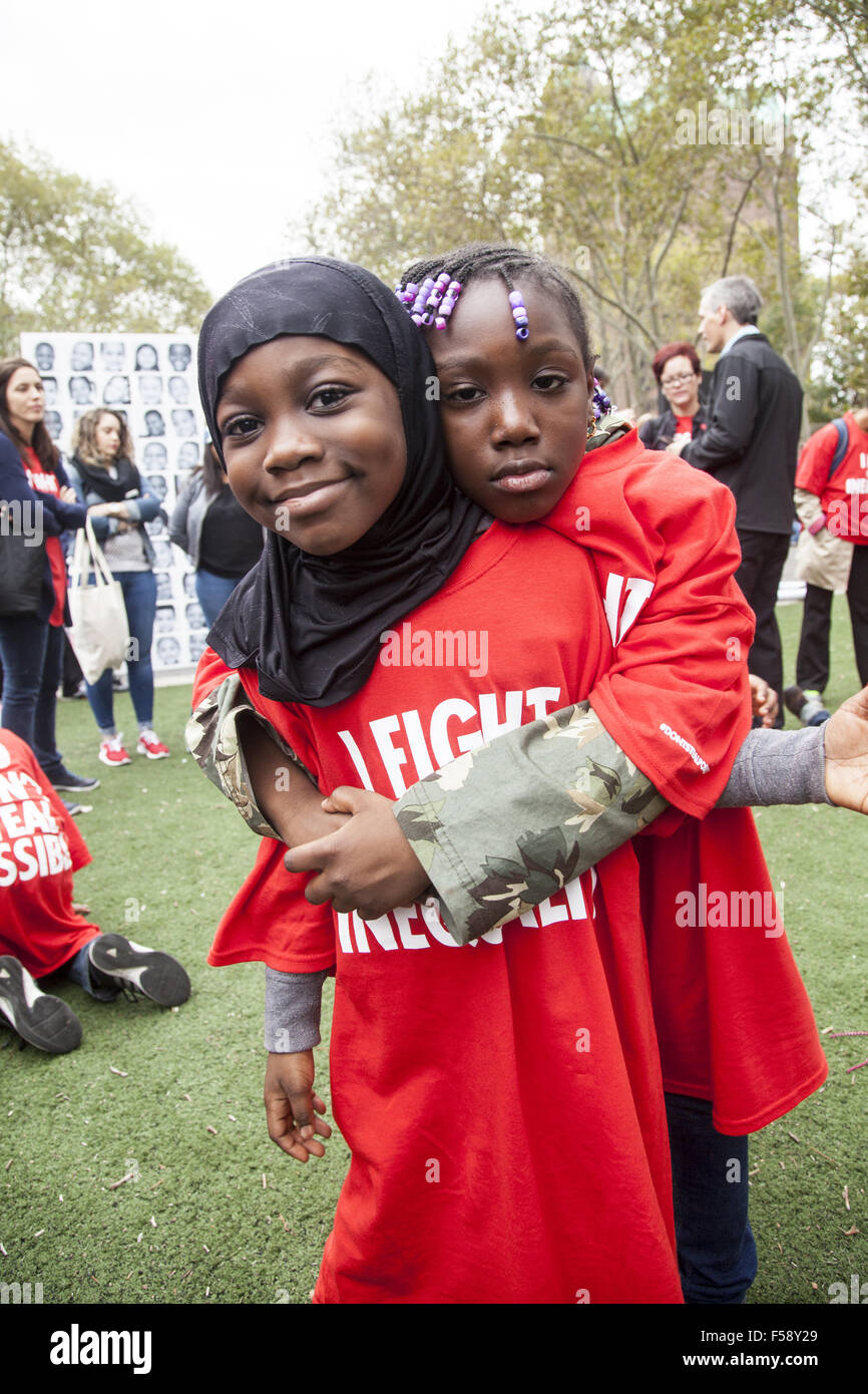 Grandi città di NY dimostrazione di studenti, insegnanti e genitori per l'istruzione della parità in tutte le scuole di New York City. Foto Stock