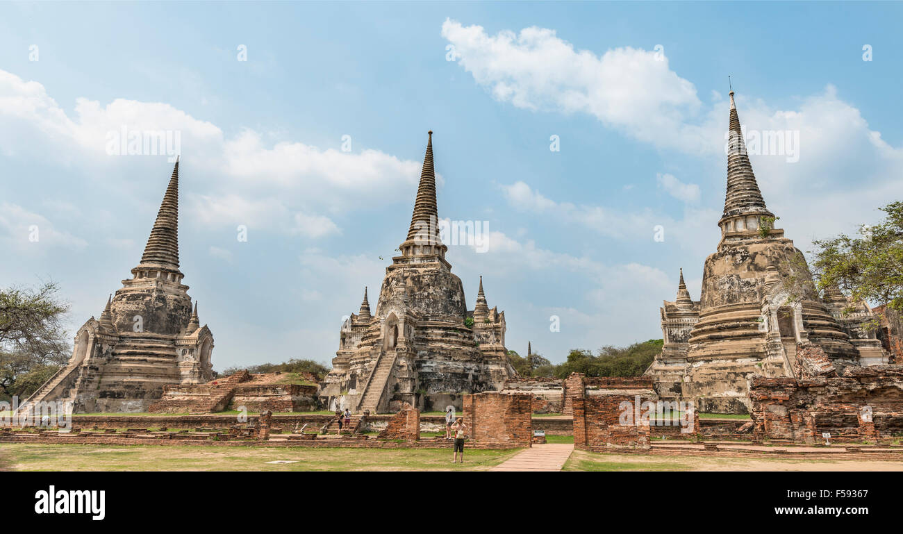 Pagode di Wat Phra Si Sanphet, Ayutthaya, Thailandia Foto Stock