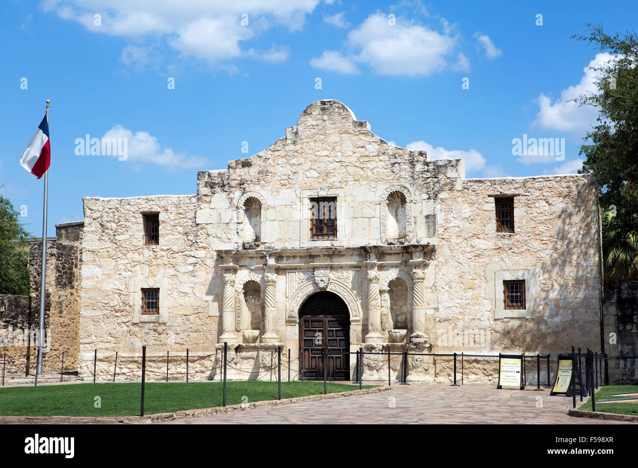 Ingresso alla Alamo in San Antonio, Texas, Stati Uniti d'America. Foto Stock