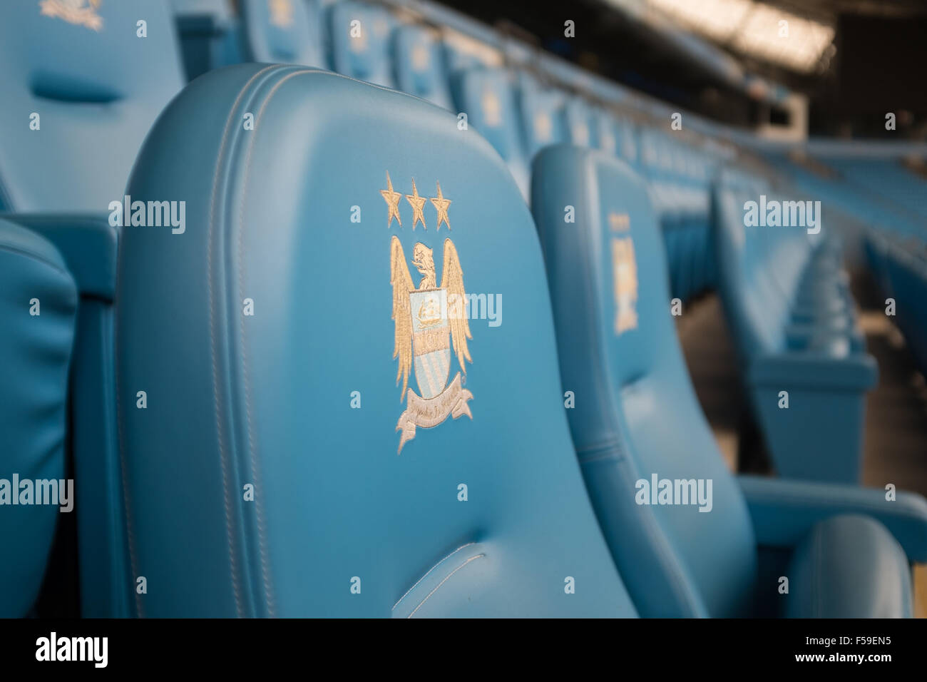 Etihad Stadium e Manchester, casa del Manchester City FC Foto Stock