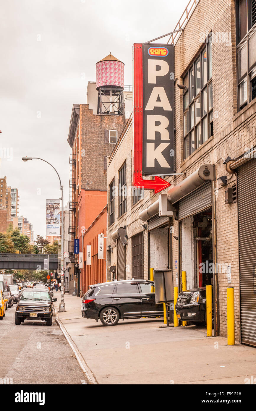 GGMC parcheggio garage, Chelsea Art District, W 25th St, New York, Stati Uniti d'America. Foto Stock