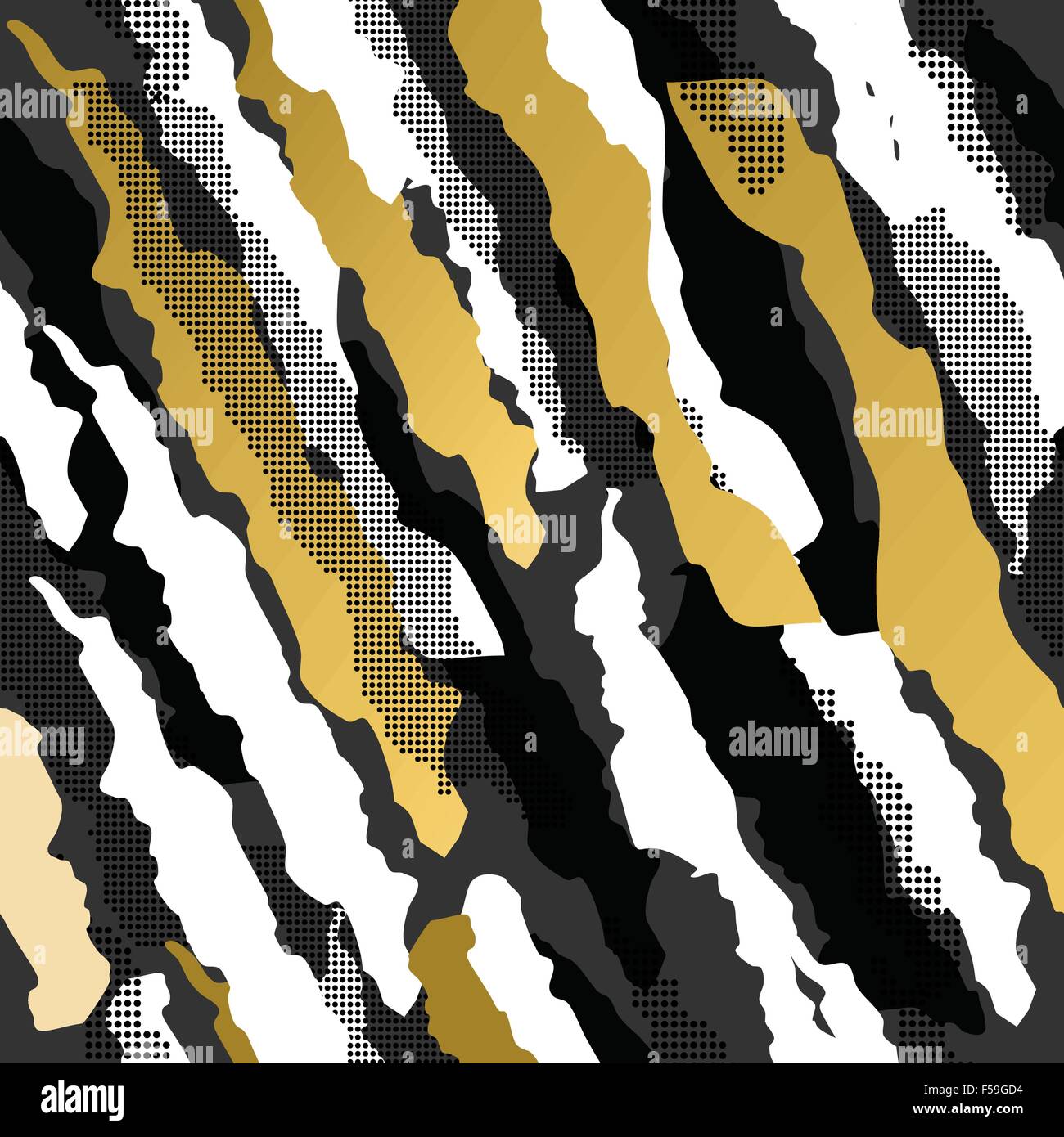 Fancy golden retrò 80s fashion seamless pattern astratti forme vintage lo sfondo dell'illustrazione. Ideale per il biglietto di auguri design Illustrazione Vettoriale