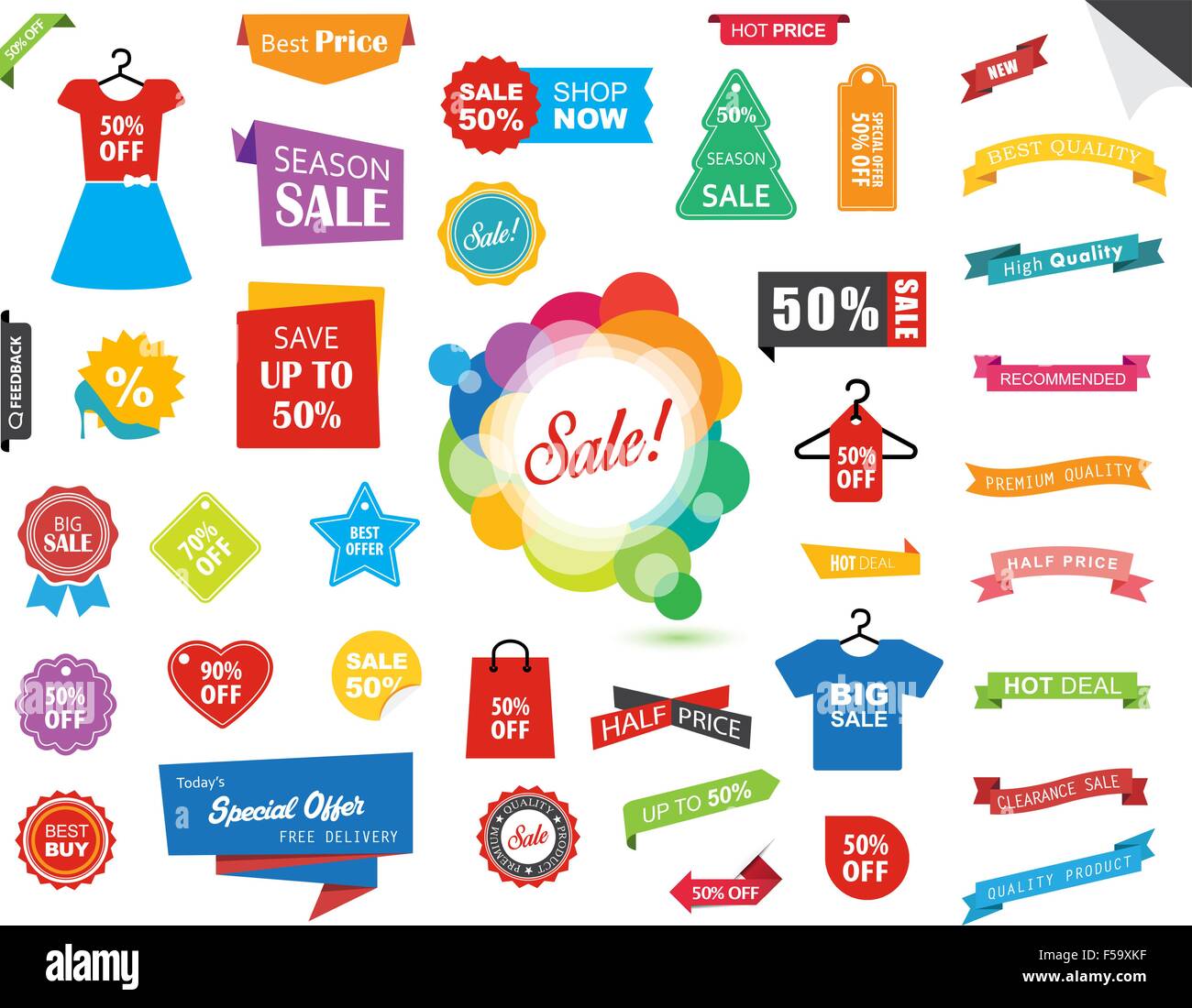 Questa immagine è un file vettore che rappresenta una vendita Etichetta Etichetta Tag Banner insieme di raccolta. Illustrazione Vettoriale