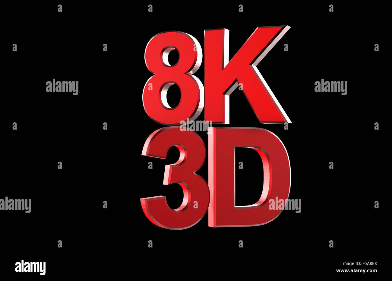 Full HD ultra 8k logo 3D isolato con il nero Foto Stock