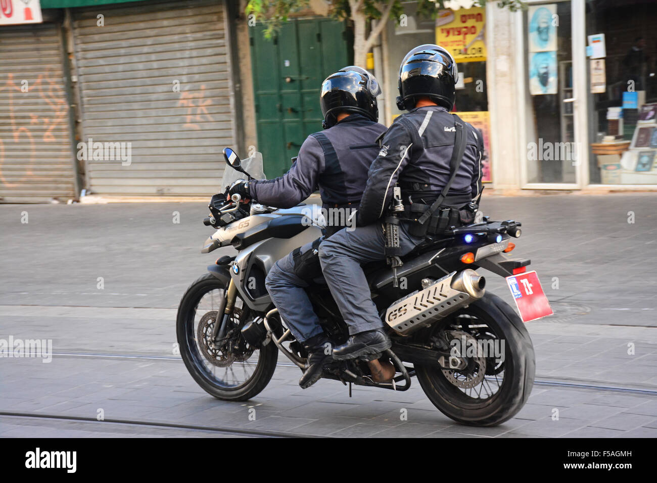 Moto della polizia pattuglia, Gerusalemme, Israele Foto Stock