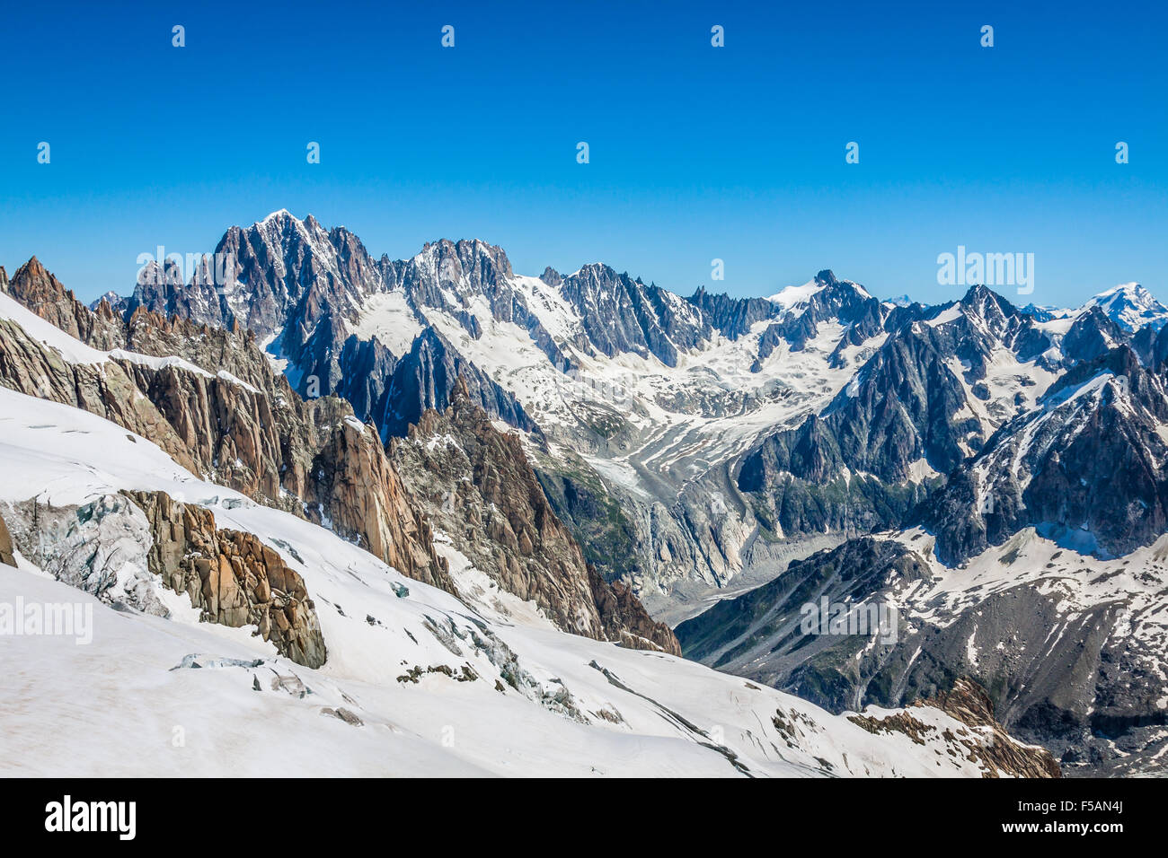 Massiccio del Monte Bianco,in Chamonix Mont Blanc Foto Stock