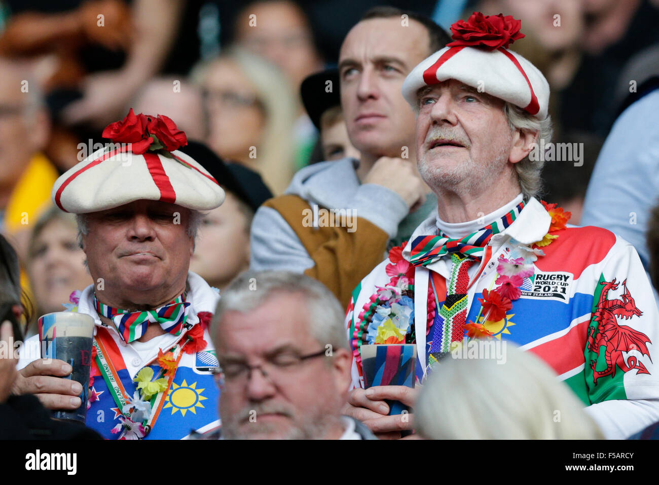 Twickenham, Londra, Regno Unito. 31 ott 2015. Coppa del Mondo di Rugby finale. Nuova Zelanda contro Australia. Colorato appassionati al gioco © Azione Sport Plus/Alamy Live News Foto Stock