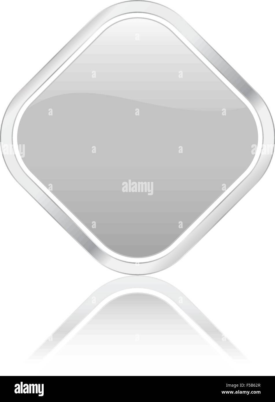 Argento icona di rombo con contorno di metallo, isolata su uno sfondo bianco. Illustrazione Vettoriale. Illustrazione Vettoriale