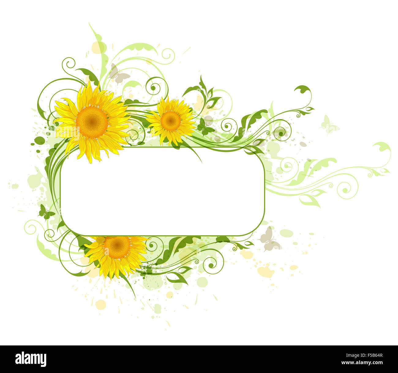 Sfondo decorativo con il giallo dei girasoli Foto Stock