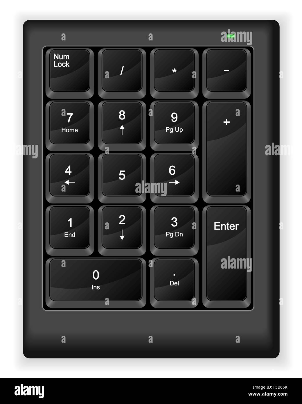 Calcolatore nero tastiera numerica. Illustrazione Vettoriale. Illustrazione Vettoriale