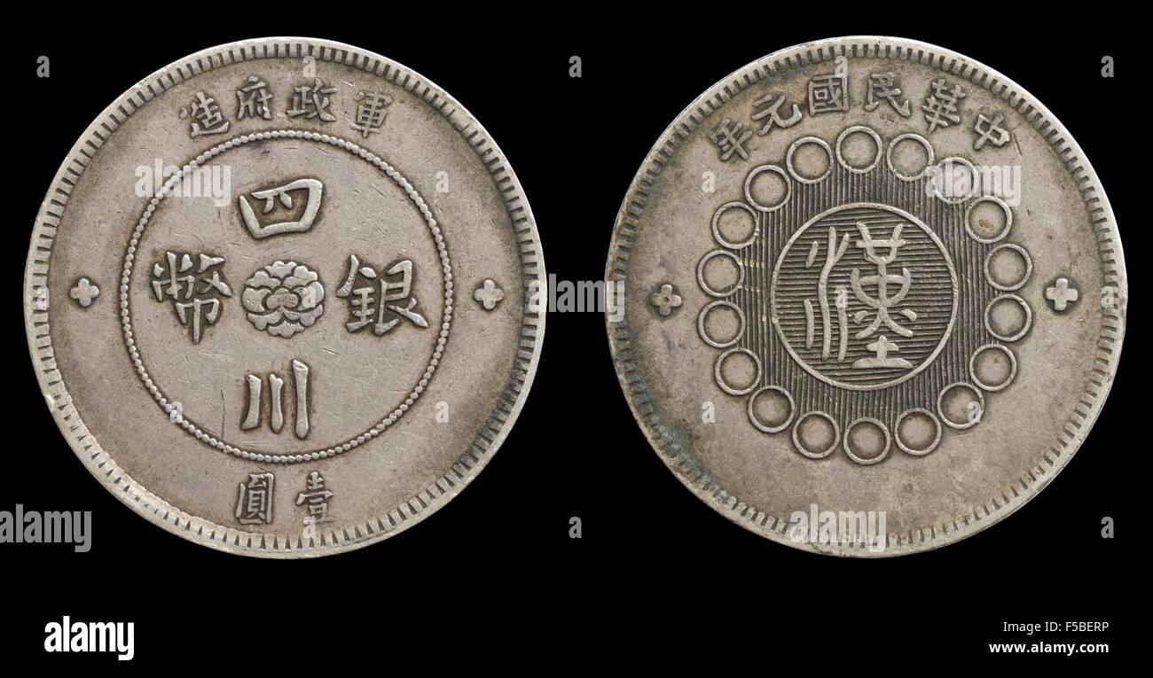 Cinese vecchia moneta d'argento, un dollaro. Foto Stock