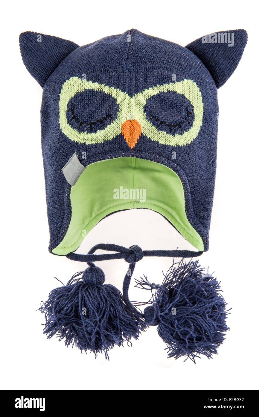 Bambini Cappello invernale isolato su uno sfondo bianco. Foto Stock