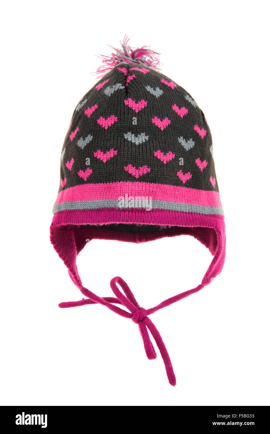 Bambini Cappello invernale isolato su uno sfondo bianco. Foto Stock