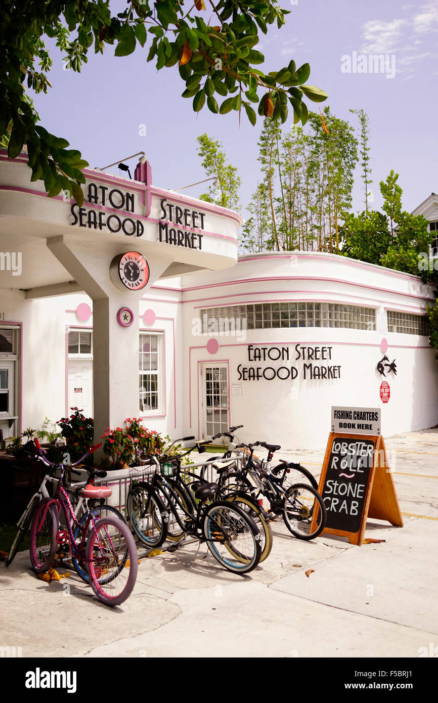 Eaton Street di frutti di mare al di fuori del mercato Key West Florida USA travel Foto Stock