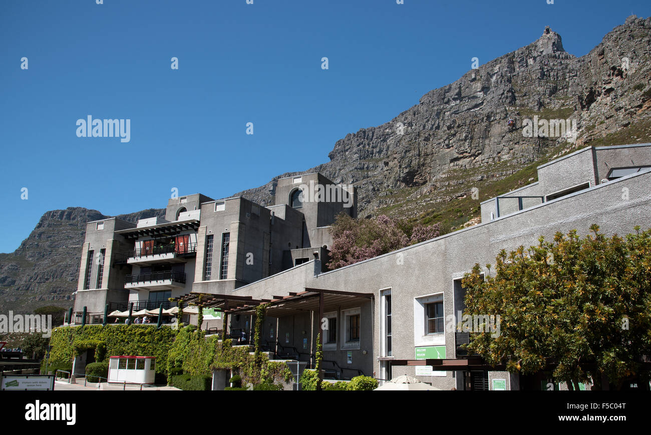 La Table Mountain e la stazione della funivia Città del Capo Sud Africa tabella Foto Stock