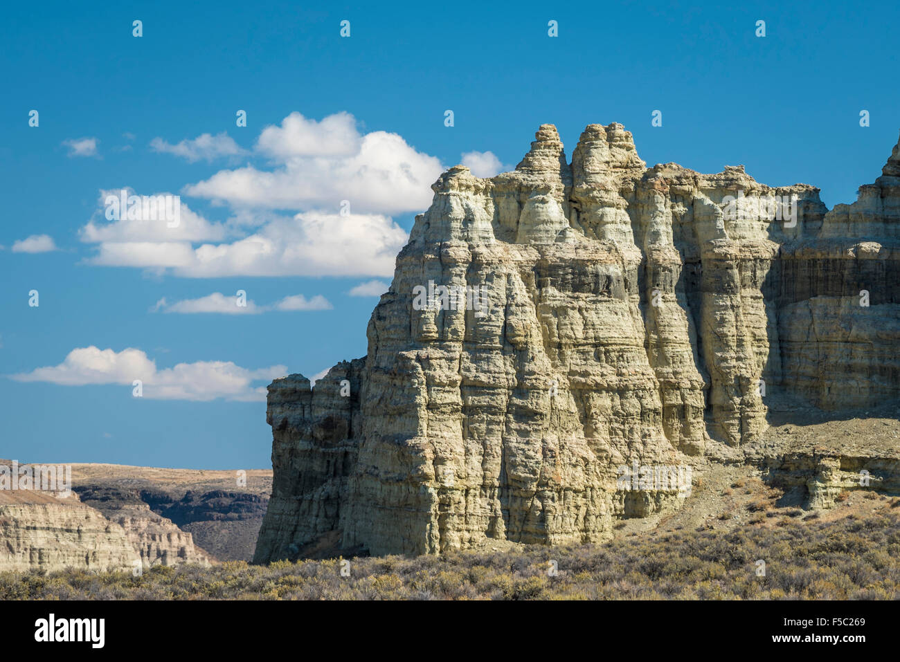 Pilastri di Roma formazione di roccia, Valle del Giordano, sud-est di Oregon. Foto Stock