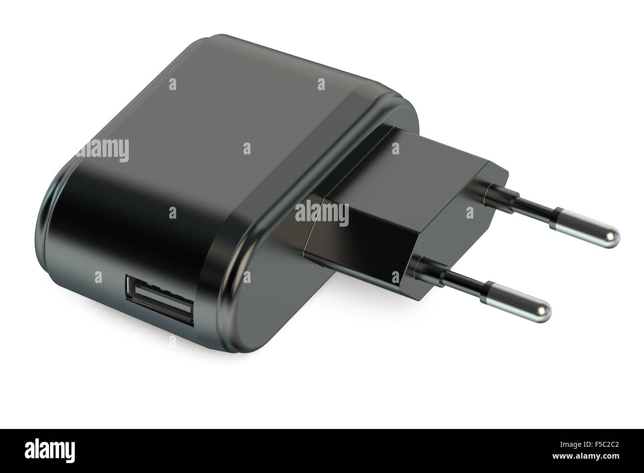 USB Phone Charger isolati su sfondo bianco Foto Stock