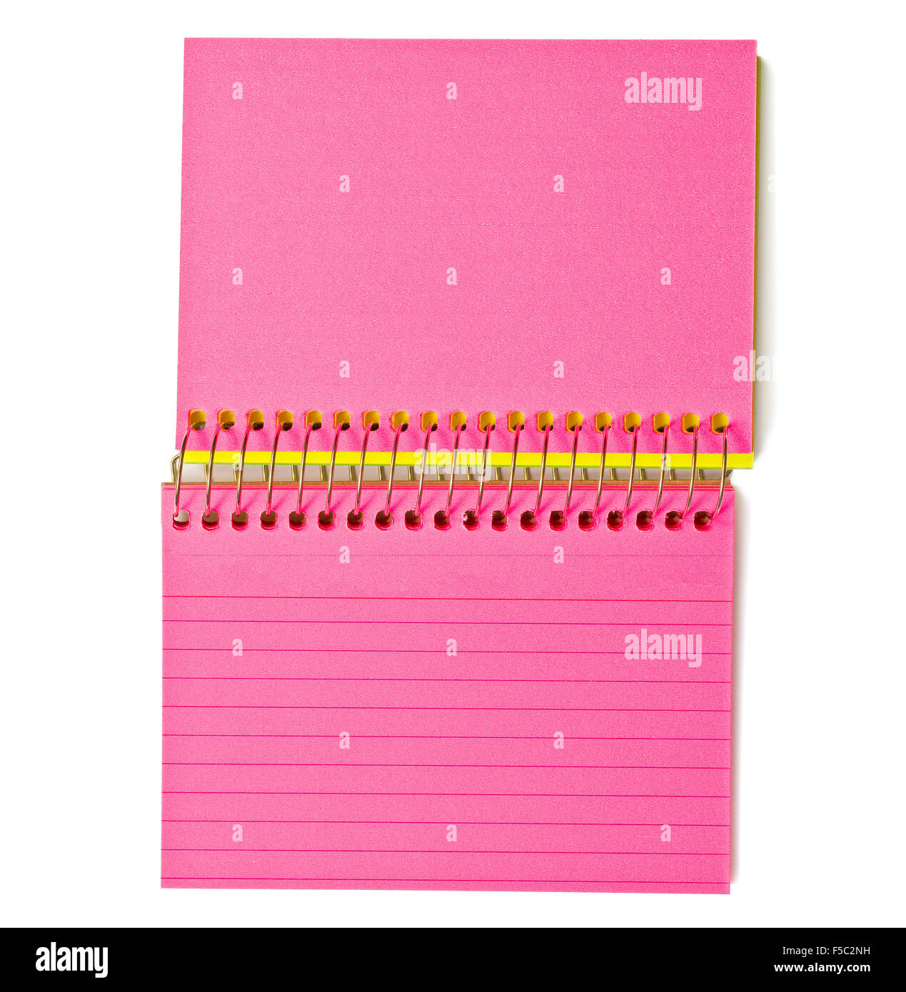 Neon Pink Spiral-Bound Notecards rivestito Foto Stock