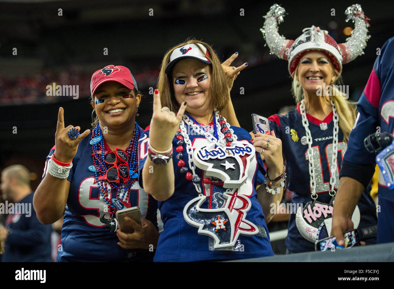 Houston, Texas, Stati Uniti d'America. 1 Nov, 2015. Houston Texans fans prima di un gioco di NFL tra Houston Texans e Tennessee Titans a NRG Stadium di Houston, TX del 1 novembre, 2015. Credito: Trask Smith/ZUMA filo/Alamy Live News Foto Stock