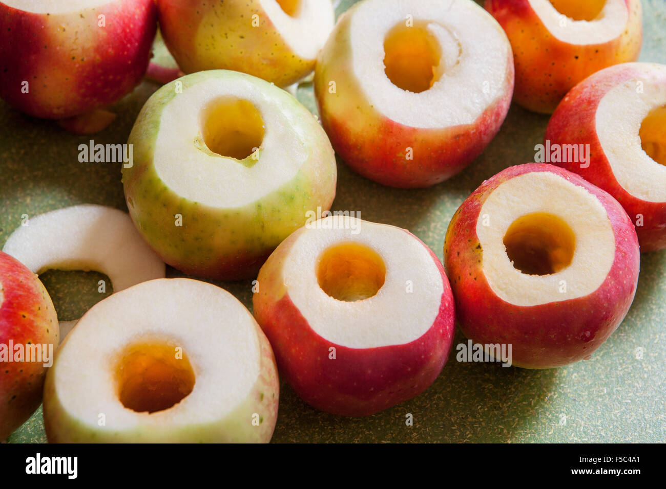 Privata del torsolo le mele, Close-Up Foto Stock